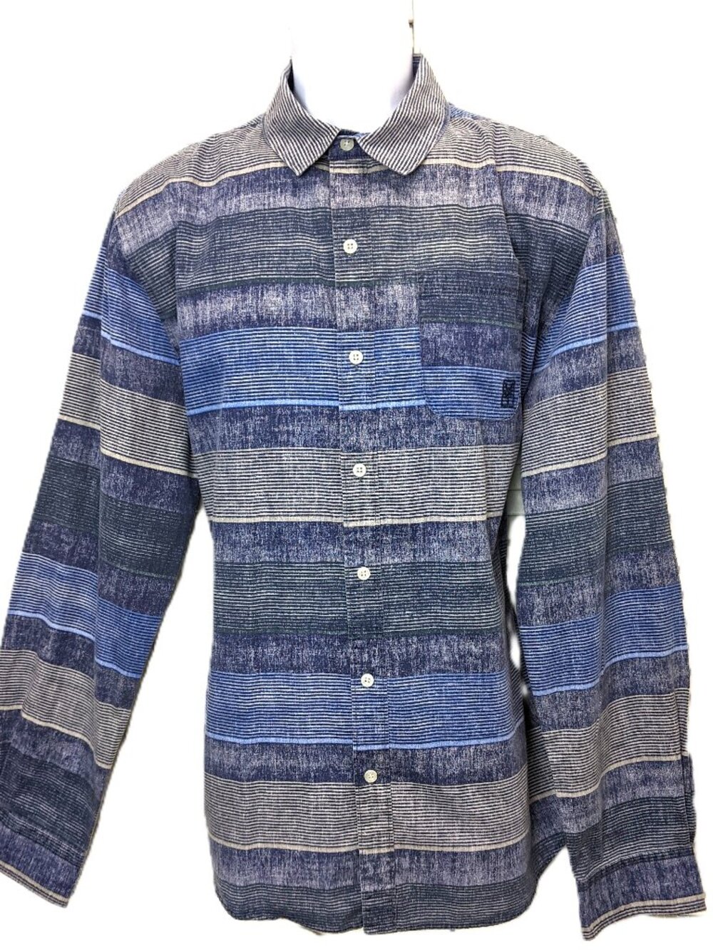 Zoo York Mens Long Sleeve Button Shirt Large Chambray Blue 90s Streetwear